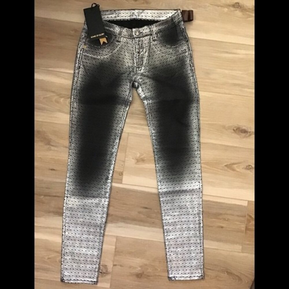 Bones of Glory Silver Skinny Jeans 26 NWT